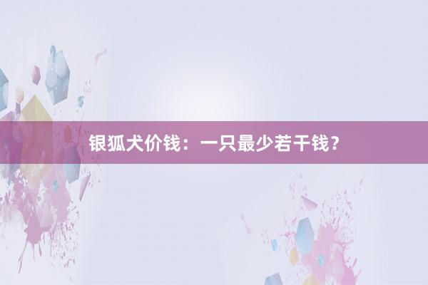 银狐犬价钱：一只最少若干钱？